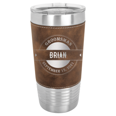 Personalized 20oz Leatherette Groomsmen Tumbler Gift